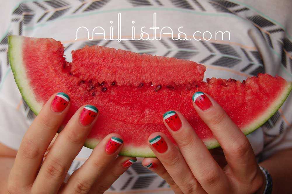 Uñas de Sandía // Watermelon Nails // Tutorial