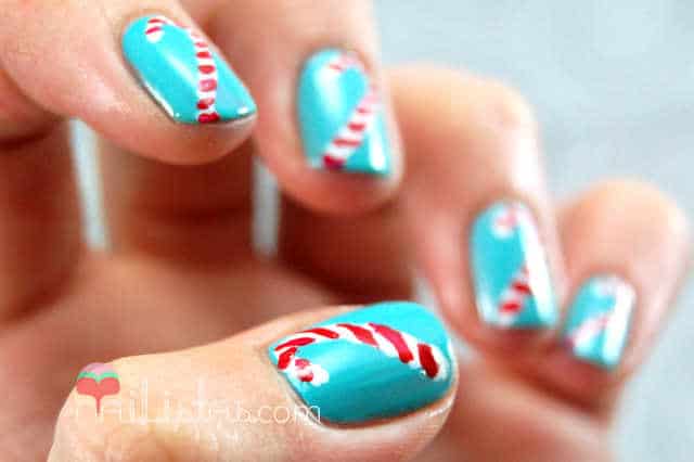#2: Uñas decoradas con bastones de caramelo // Reto Oh! Oh! Oh!