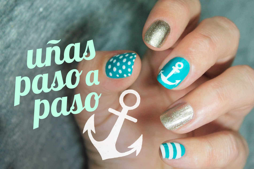 3 nail art marinero paso a paso