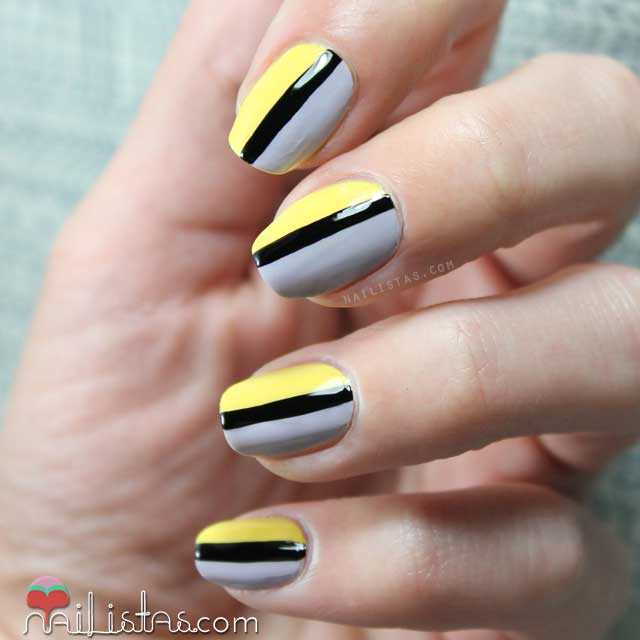 Decoración de uñas fácil | Amarillo y gris