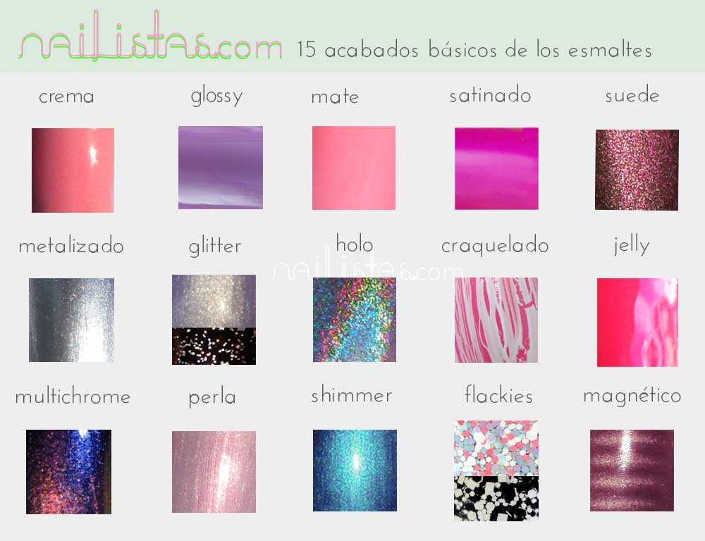 15 Acabados de los esmaltes de uñas