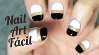 uñas en blanco y negro paso a paso