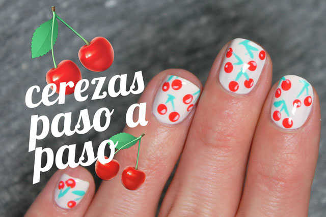 Diseño de uñas con cerezas paso a paso